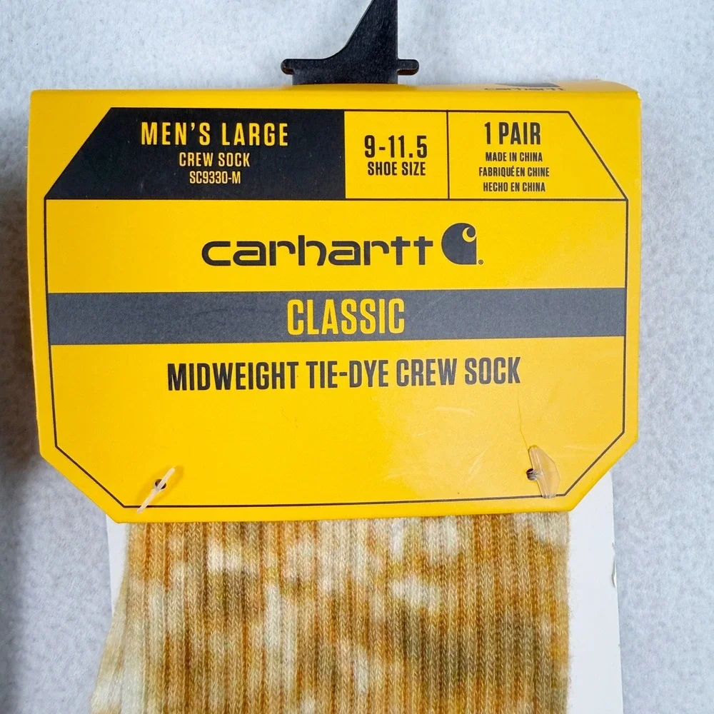 Carhartt Tie Dye Crew Socks (2 Pair) Size L Mens Grey And Tan NEW